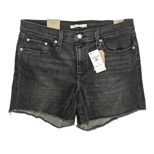 NWT Levi’s Mid-Length Denim Shorts - Washed Black Raw Hem - Size 32